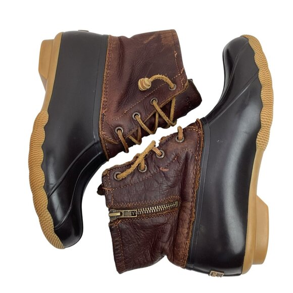 Sperry Top-Sider Womens 8 Saltwater Leather Duck Boots Waterproof Lace-Up STS911 - Picture 4 of 11